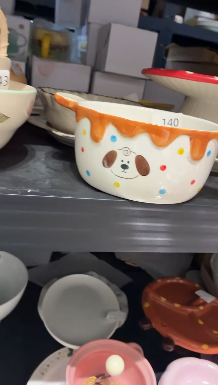瓷140 面包小狗双耳碗 默认微瑕