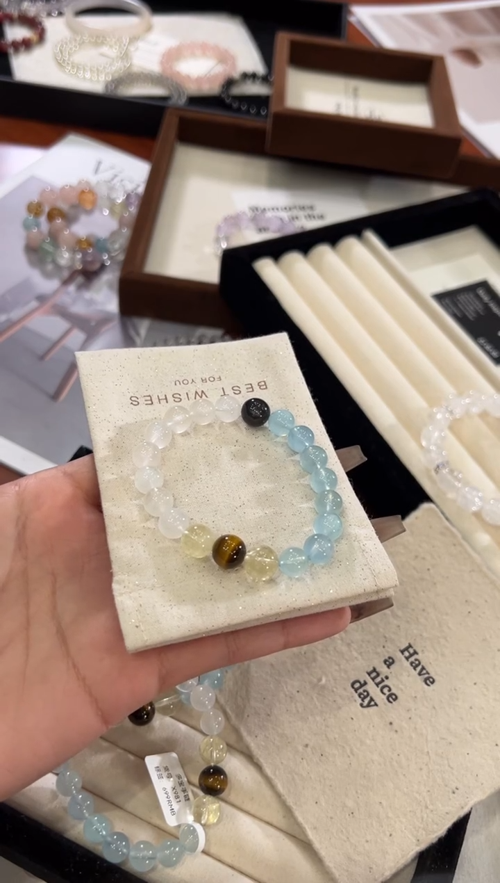 【闪购商品】水晶手链合金海蓝宝手链x981