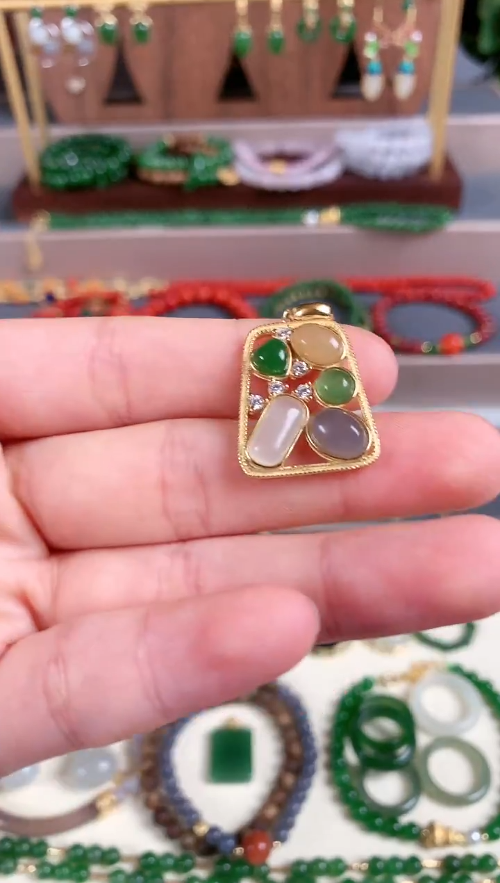 吊坠(不含链)银S925镶嵌和田玉1