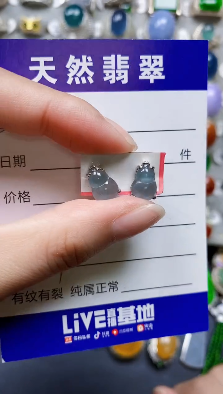 翡翠银S925镶嵌耳饰0099