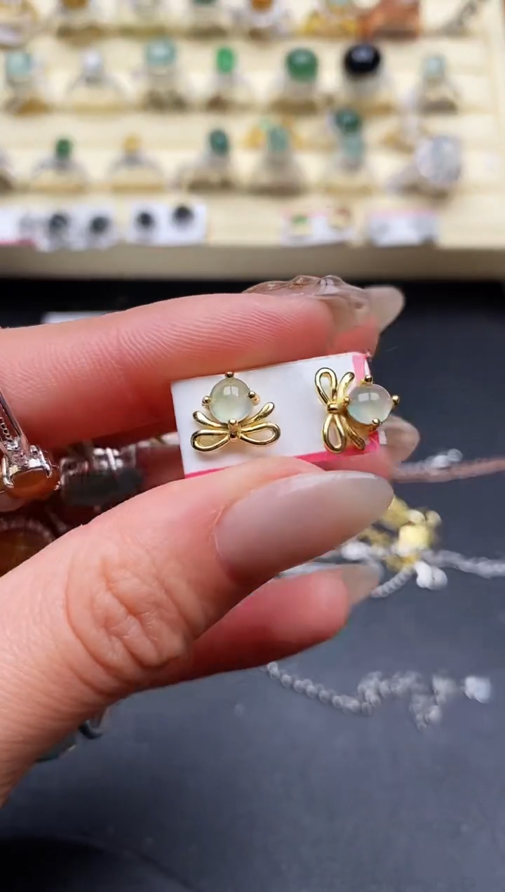 【闪购商品】翡翠戒指银S925镶嵌缅甸翡翠1  1+4