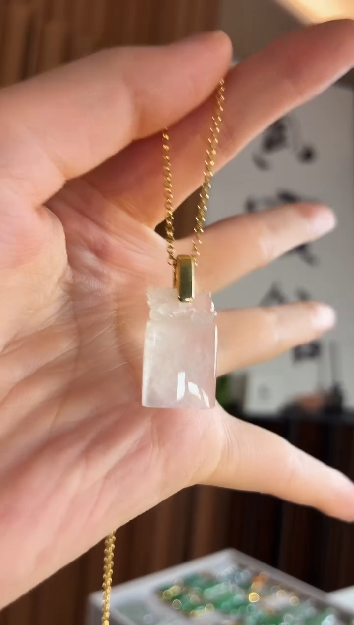 吊坠(不含链)18K金镶嵌翡翠吊坠