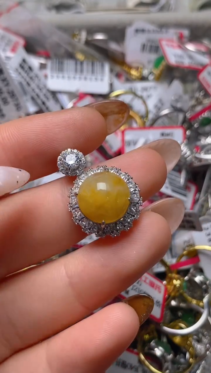 银S925镶嵌戒指翡翠百内无证书