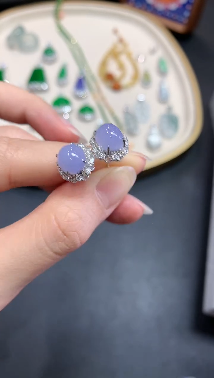 【闪购商品】翡翠耳饰18K金镶嵌A907|12000