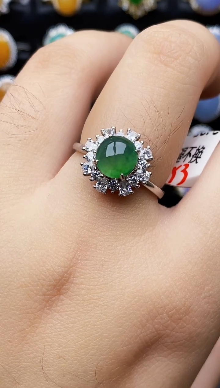 银S925镶嵌戒指翡翠3052