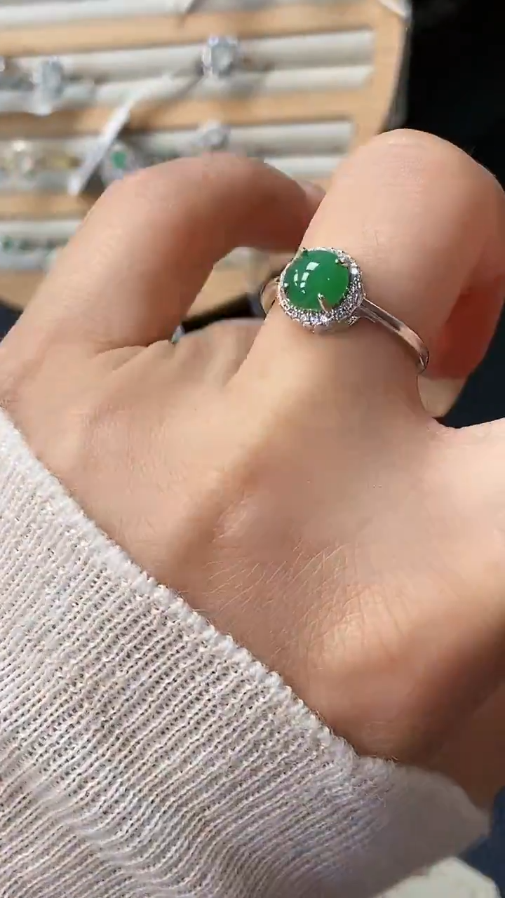 银S925镶嵌戒指翡翠6810