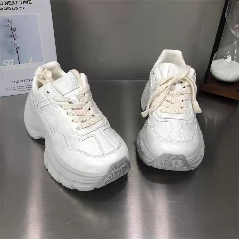 M51春季真皮复古老爹鞋白色休闲鞋学生春季ins厚底夏季韩版时尚
