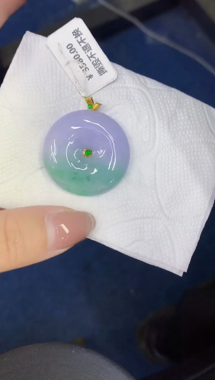 颈饰18K金镶嵌翡翠缅甸天然翡翠A货616