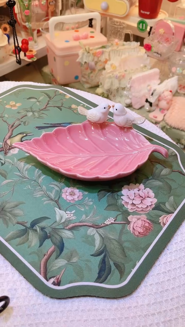 树叶甜品盘粉色——手工制作品质好！