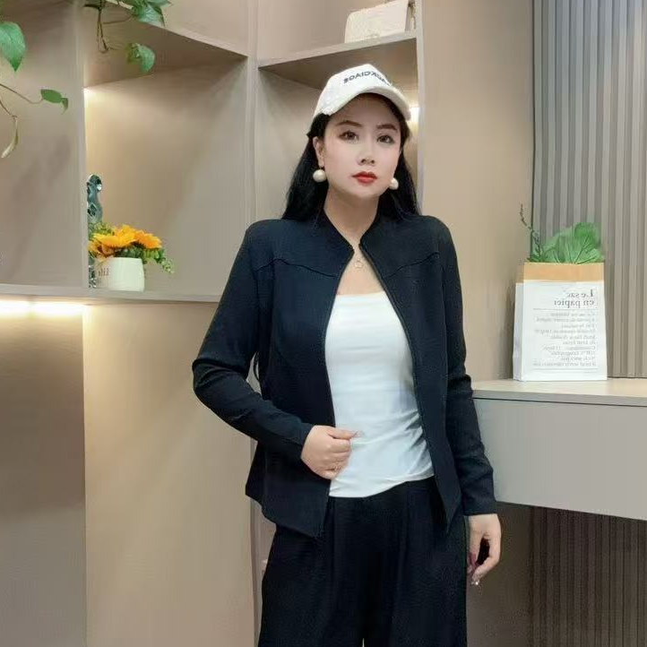 冬季上衣-千 24923冬季新款大码显瘦收腰显瘦纯色百搭休闲上衣