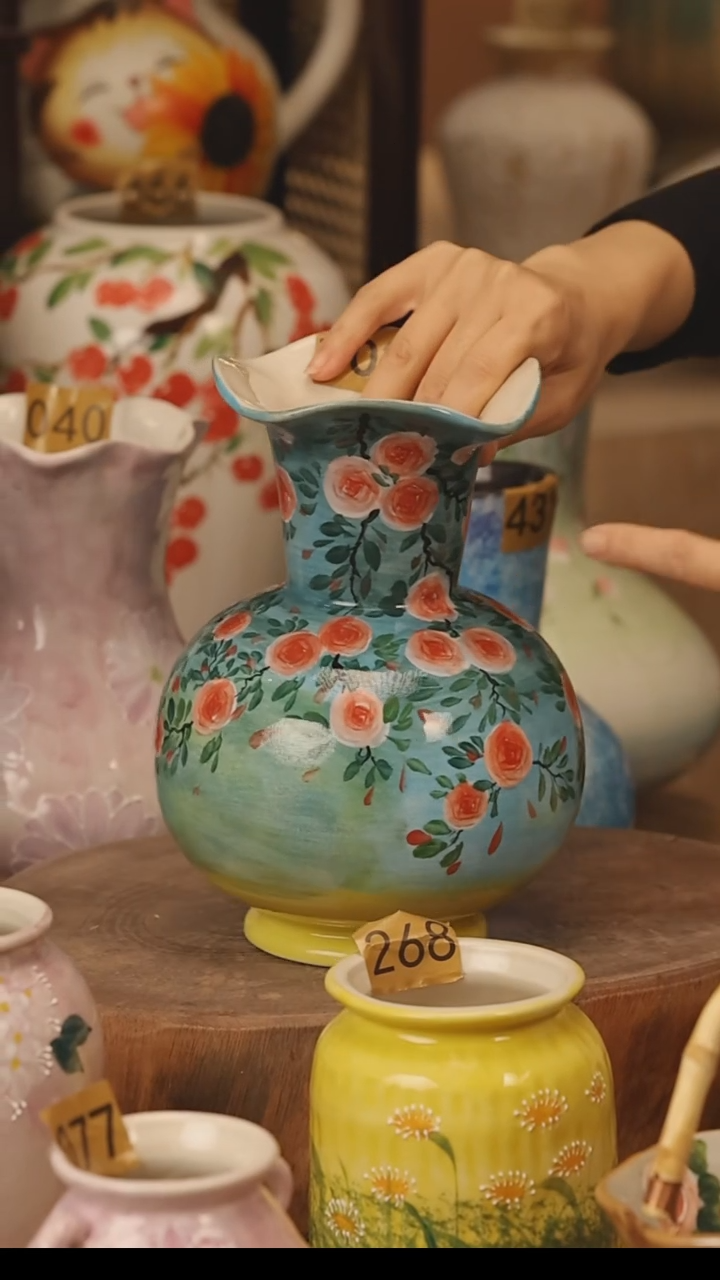 陶瓷景德镇设计师手作花器摆件侘寂风@M702@