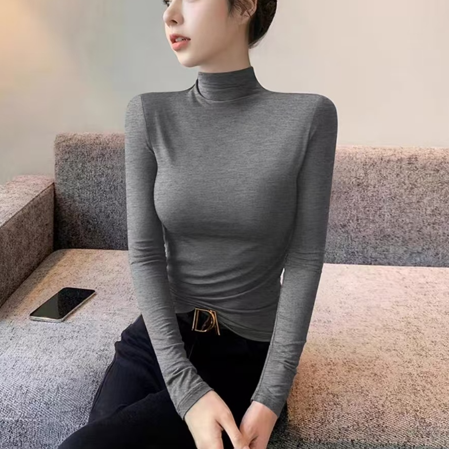 (运补5-8)2025秋季新款一体半高领韩版修身显瘦百搭长袖打底衫