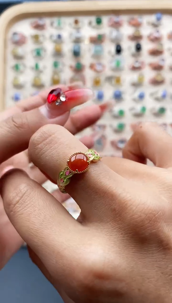 【闪购商品】翡翠戒指银S925镶嵌缅甸天然A货翡翠333  6+9