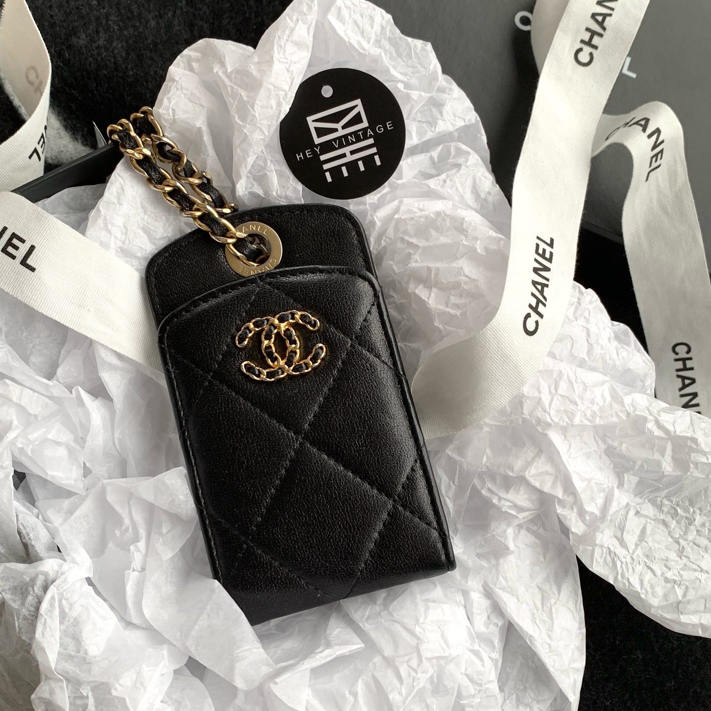 95新 Chanel/香奈儿 24期黑金19bag卡包包挂 17723128