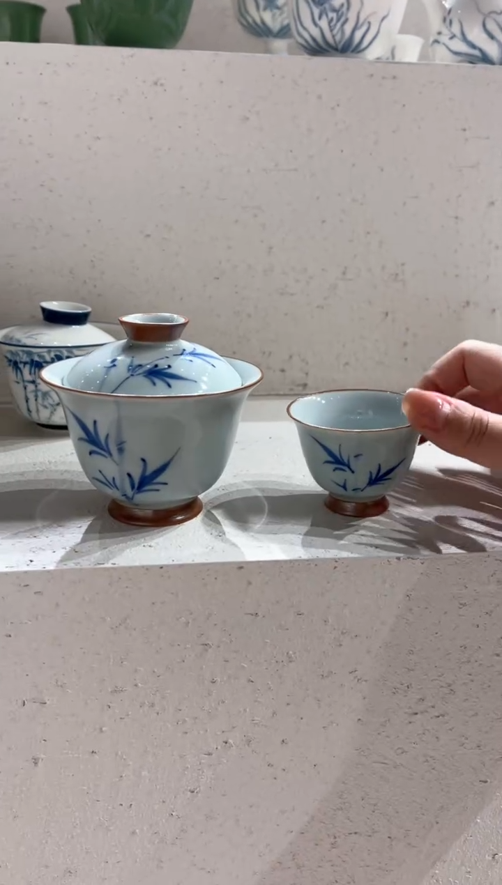 【闪购商品】竹子 盖碗+茶杯 啊哈哈