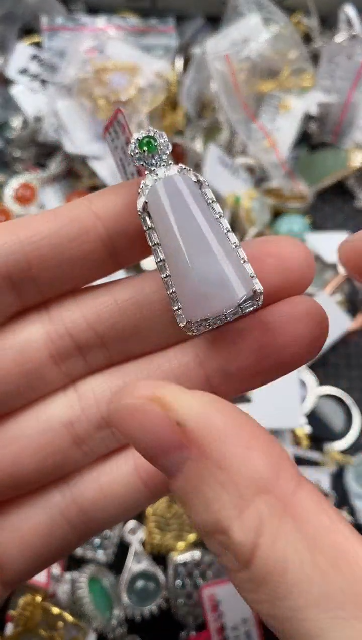 银S925镶嵌戒指翡翠666              4