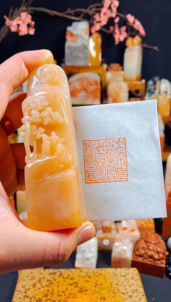 【闪购商品】老挝石印石手工篆刻《今人不见古时月今月曾经照古人》