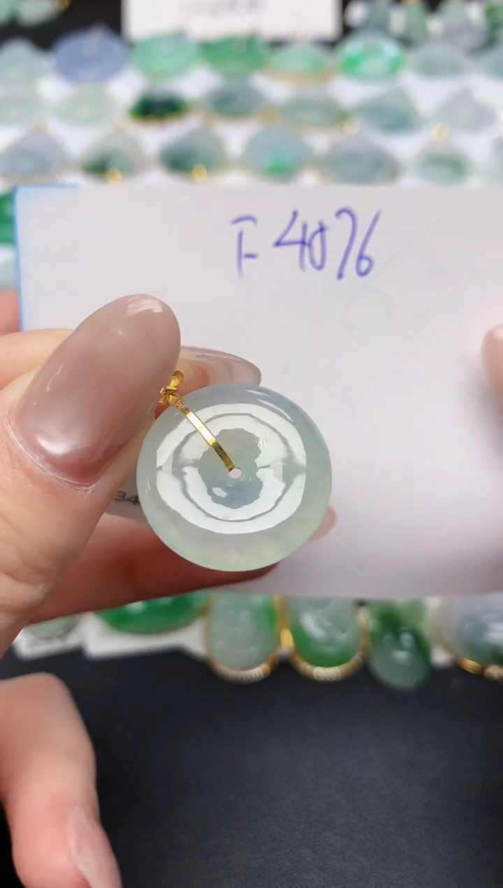 颈饰18K金镶嵌翡翠天然缅甸A货翡翠百元以上9元证书费自理