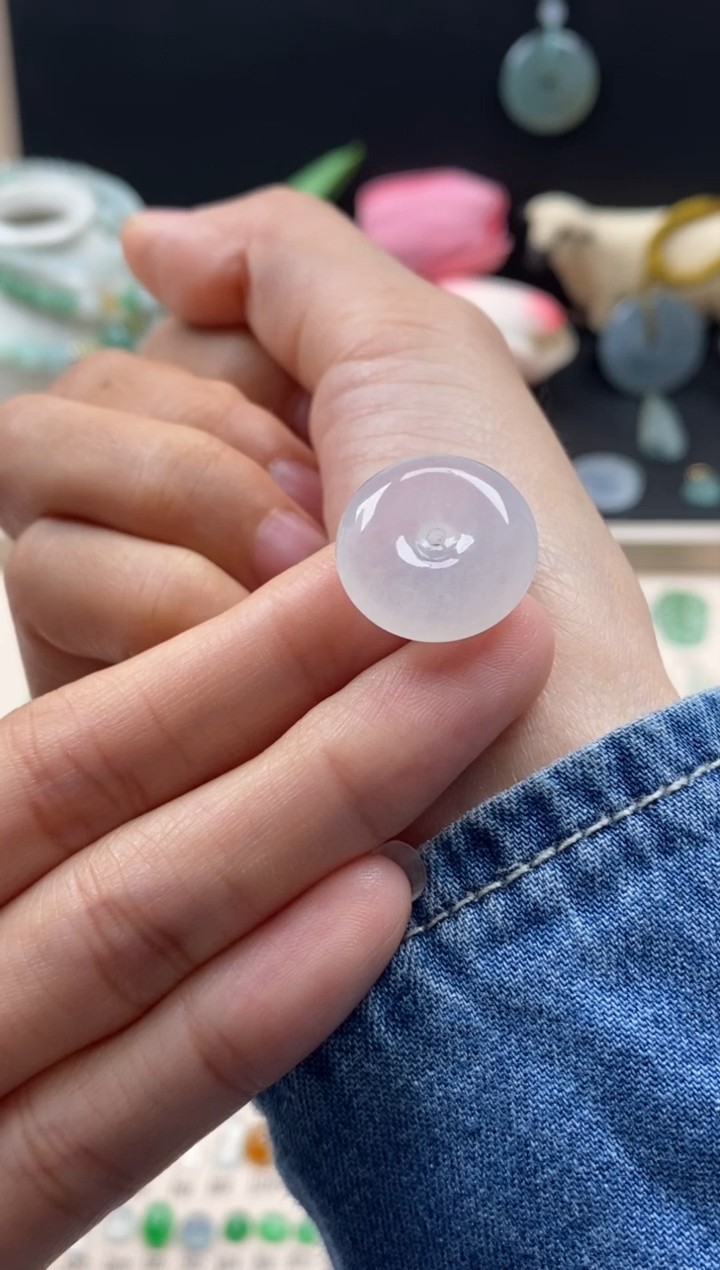 【闪购商品】翡翠颈饰未镶嵌翡翠白冰平安扣