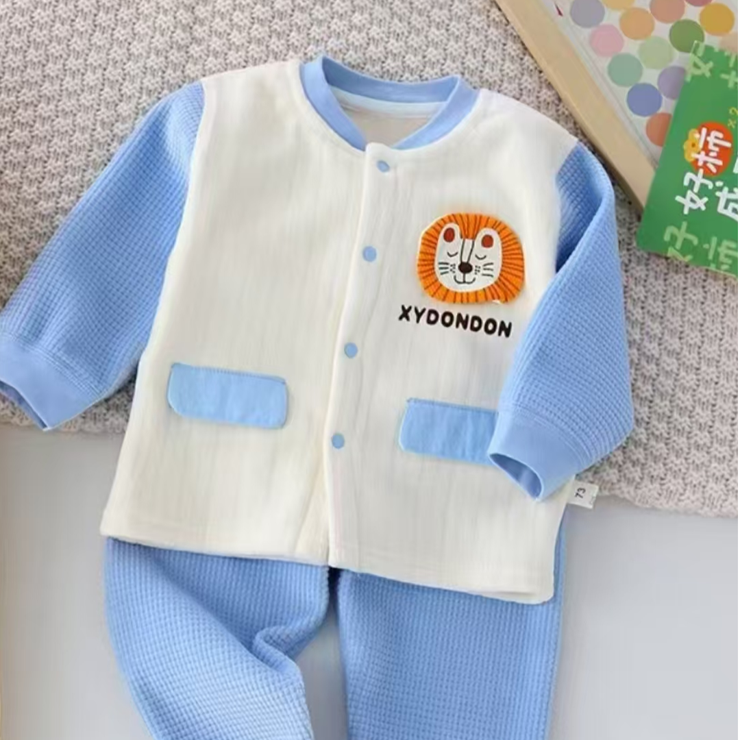 秋冬季儿童雪芙绒加厚保暖套装卡通洋气立体造型款