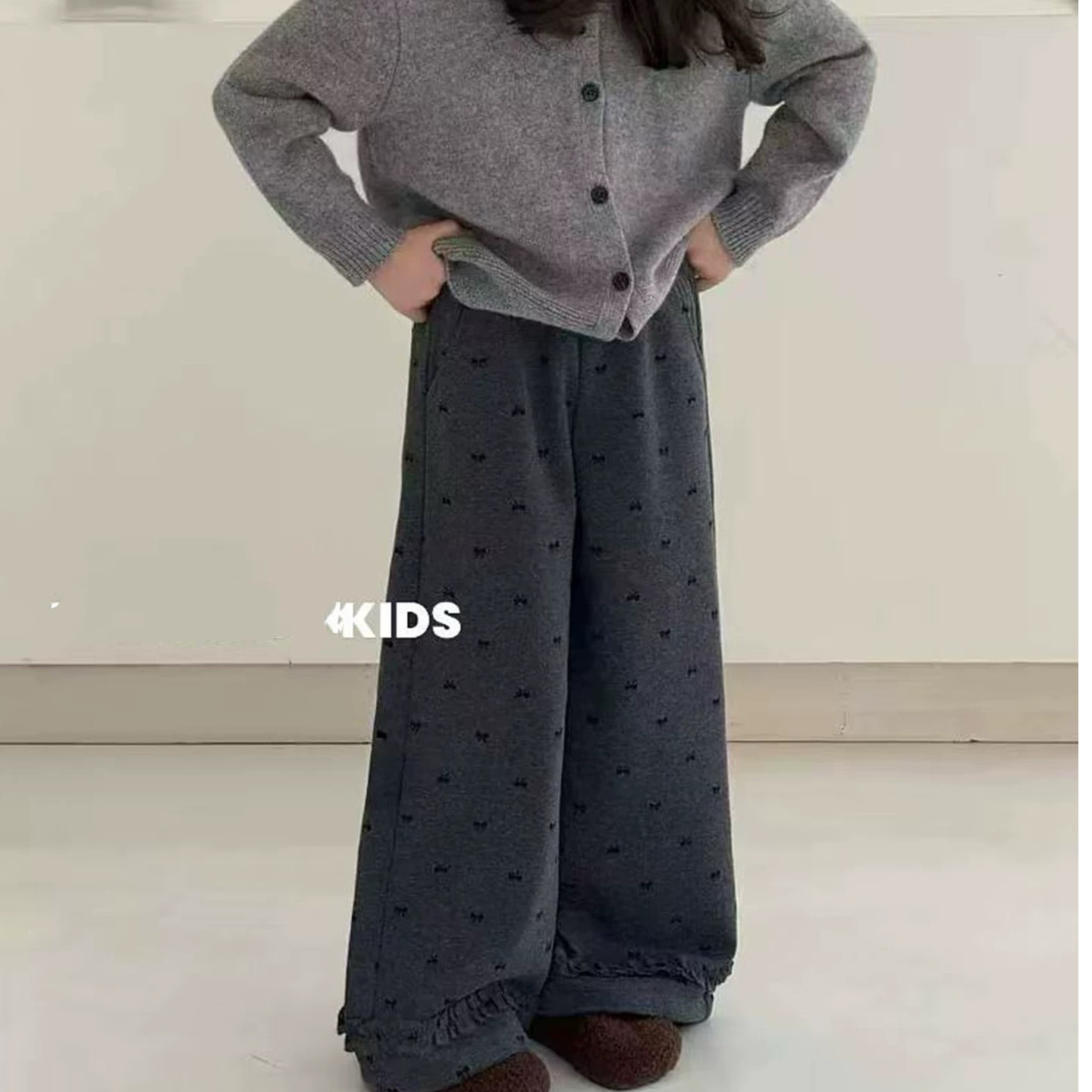 现货   【蝴蝶结卫裤】冬季加绒儿童休闲运动女童卫裤2256