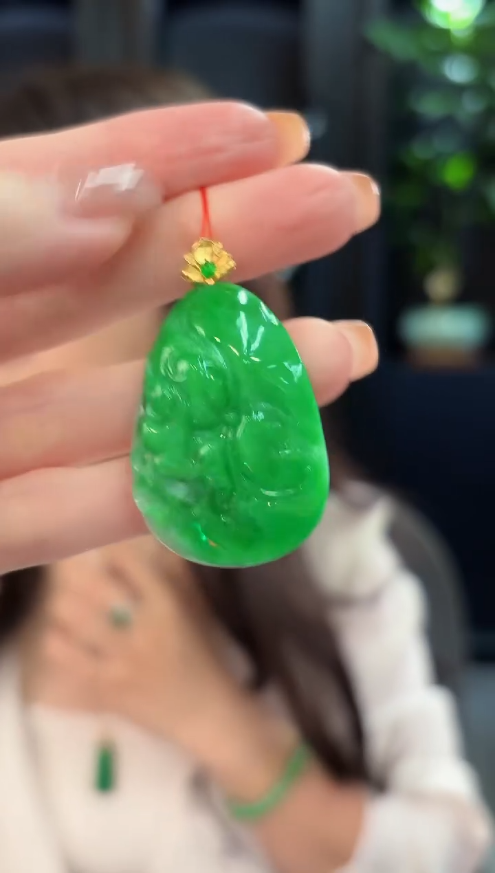 吊坠(不含链)18K金镶嵌翡翠 缅甸A货/支持复检/一件