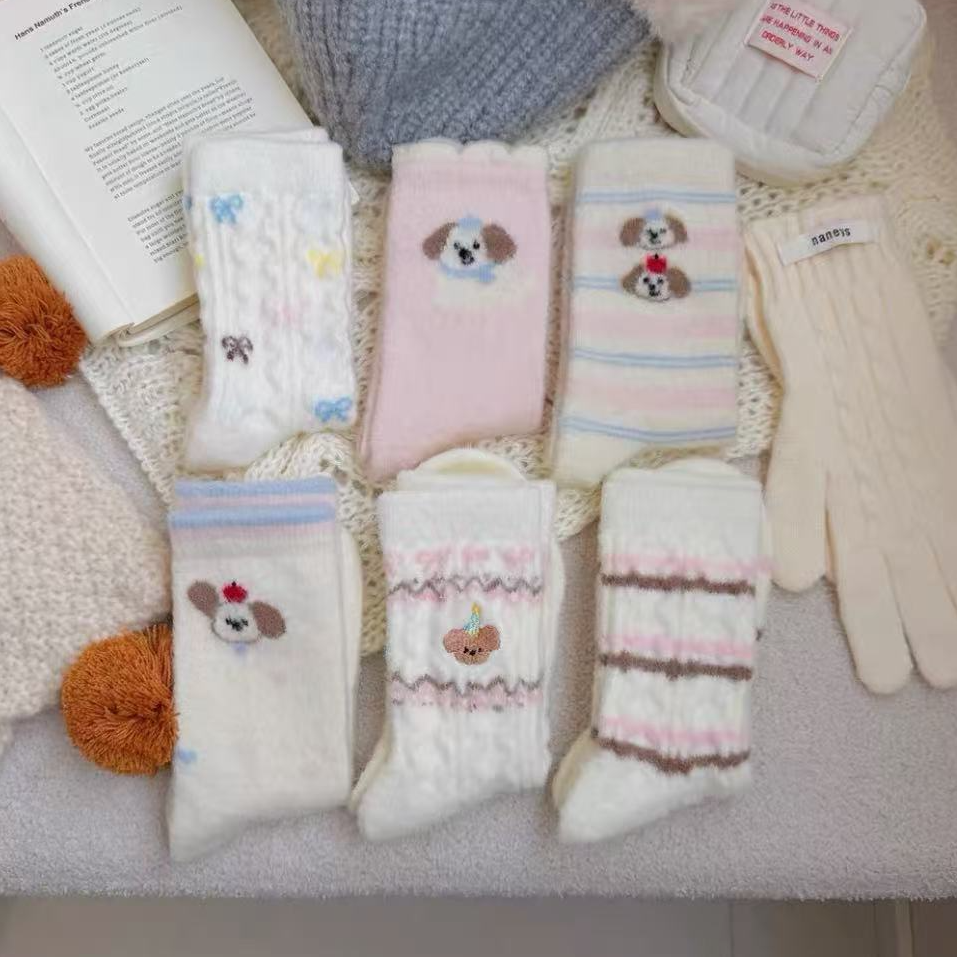 （直播间拍下才算)澳绒保暖可爱小狗袜子(联系客服发编号）