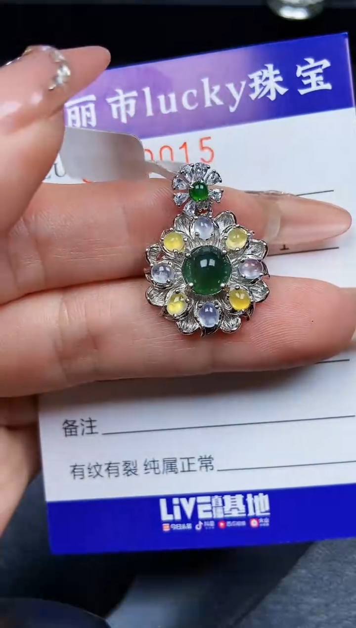 翡翠银S925镶嵌颈饰0015