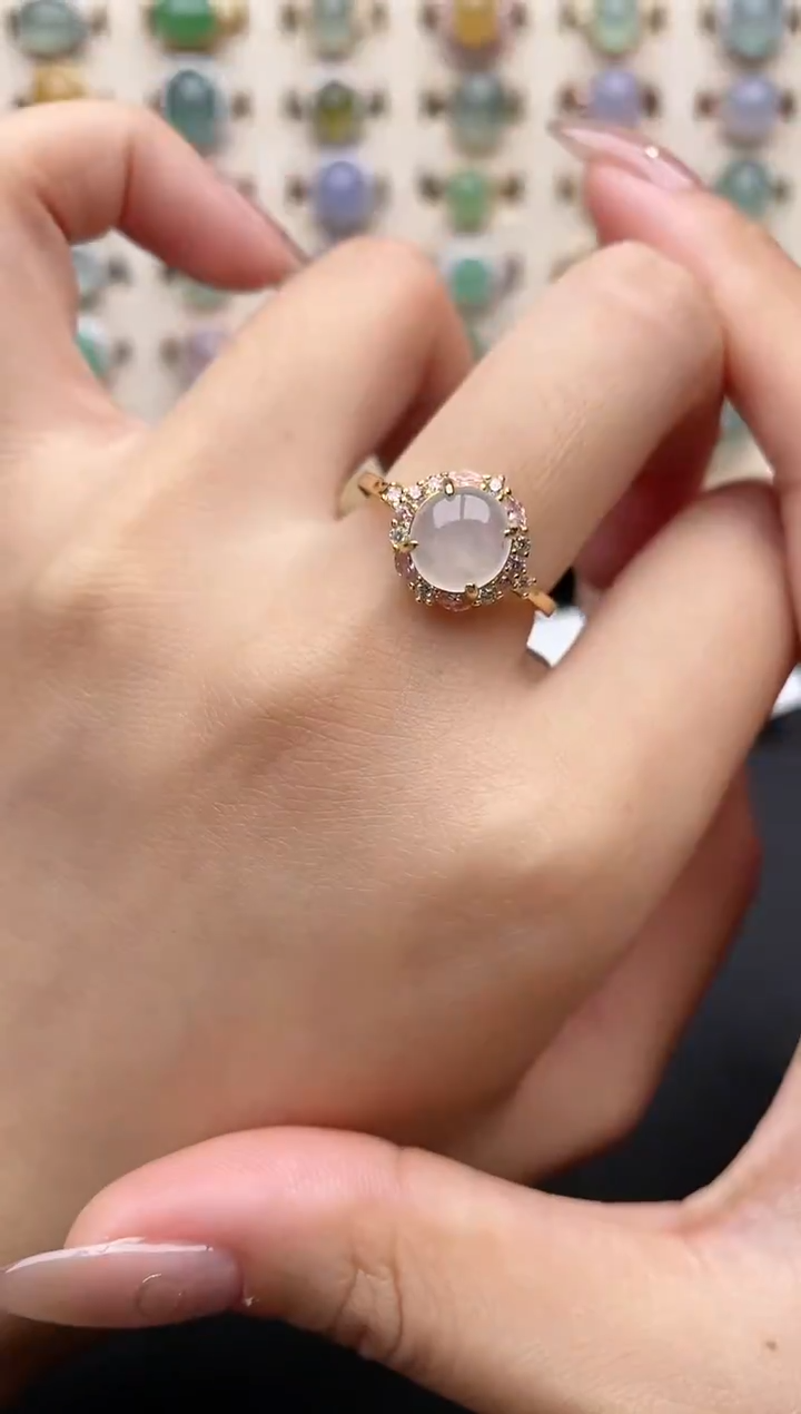 【闪购商品】翡翠戒指银S925镶嵌一物一证一礼盒