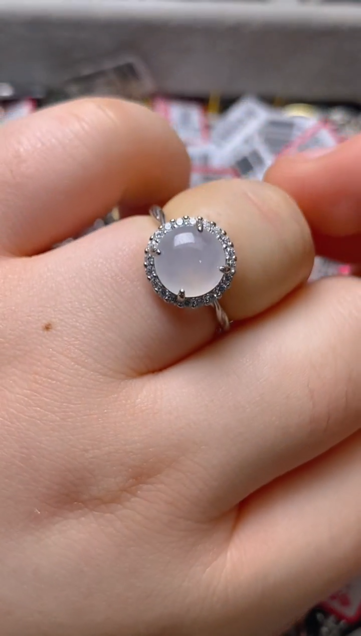 银S925镶嵌戒指翡翠百内无证书