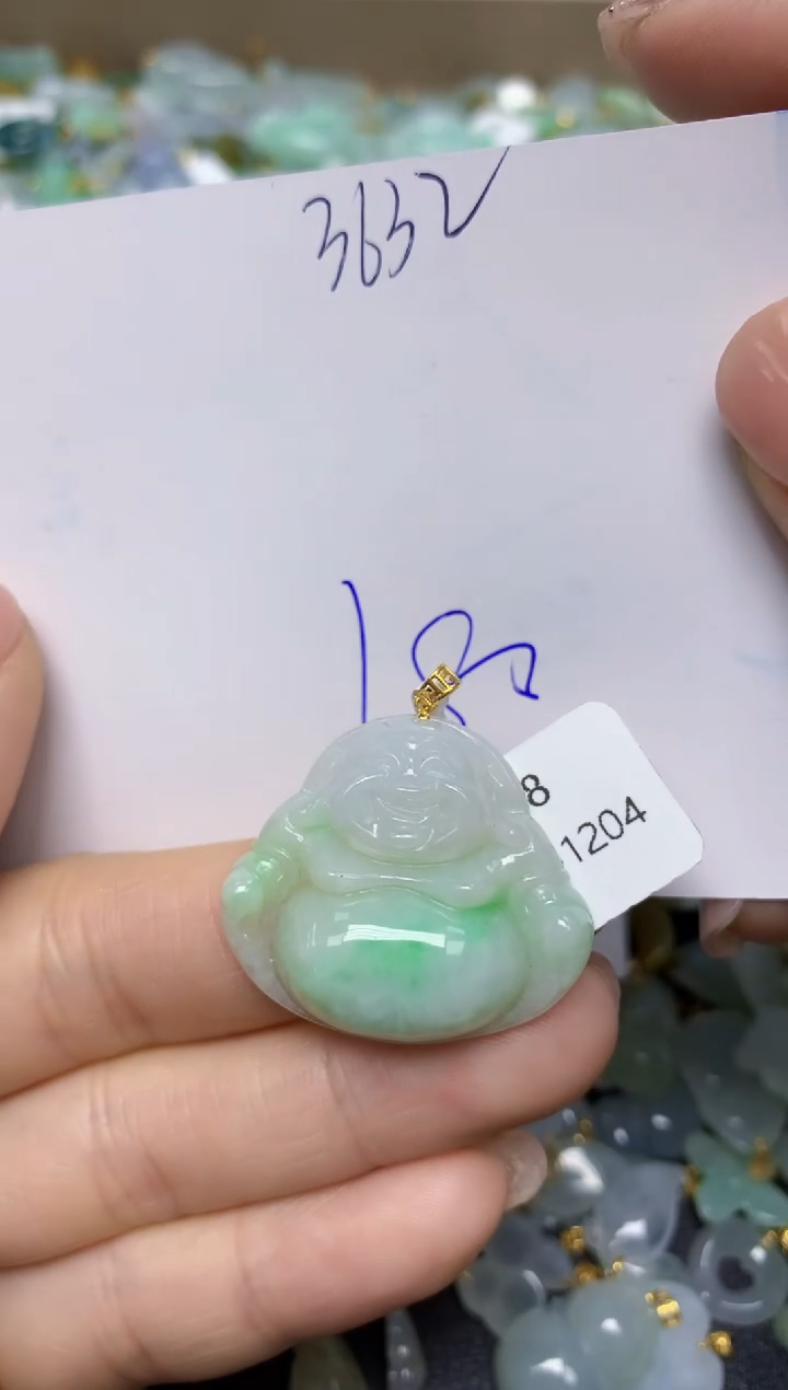 【闪购商品】翡翠挂件18K金镶嵌 天然翡翠A货