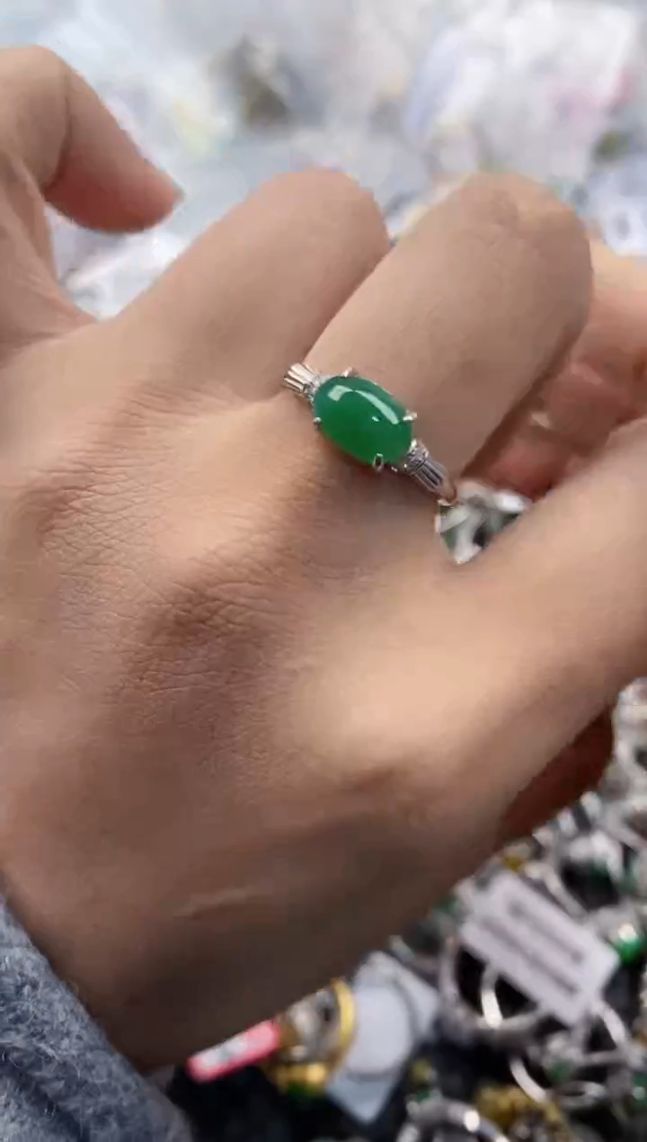 银S925镶嵌戒指翡翠111---4