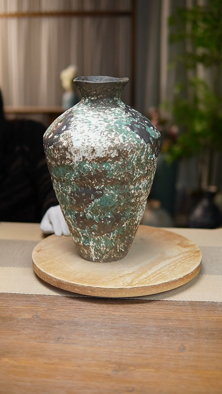 【闪购商品】陶瓷   花器涂鸦绿高脚