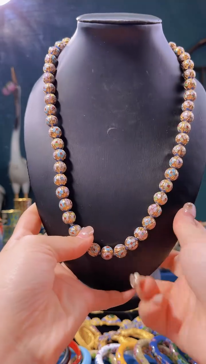 【闪购商品】景泰蓝金地项链花卉1.0