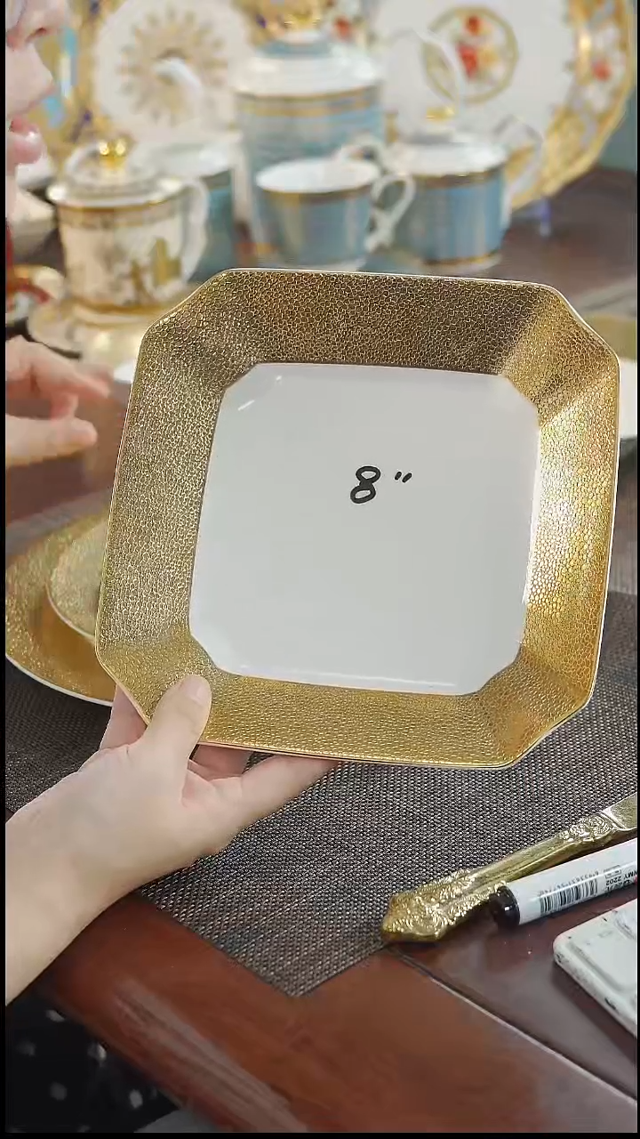 瓷片8英寸方形深菜盘 