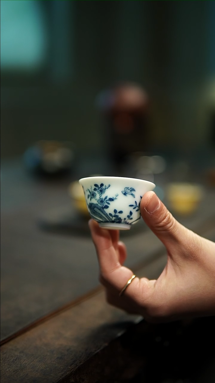 【闪购商品】玉窑青花熹上眉梢杯杯30CC