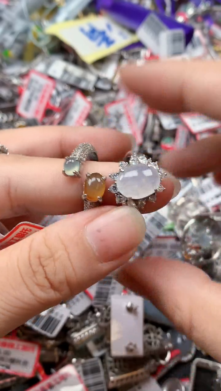 银S925镶嵌戒指翡翠天然A货缅甸翡翠