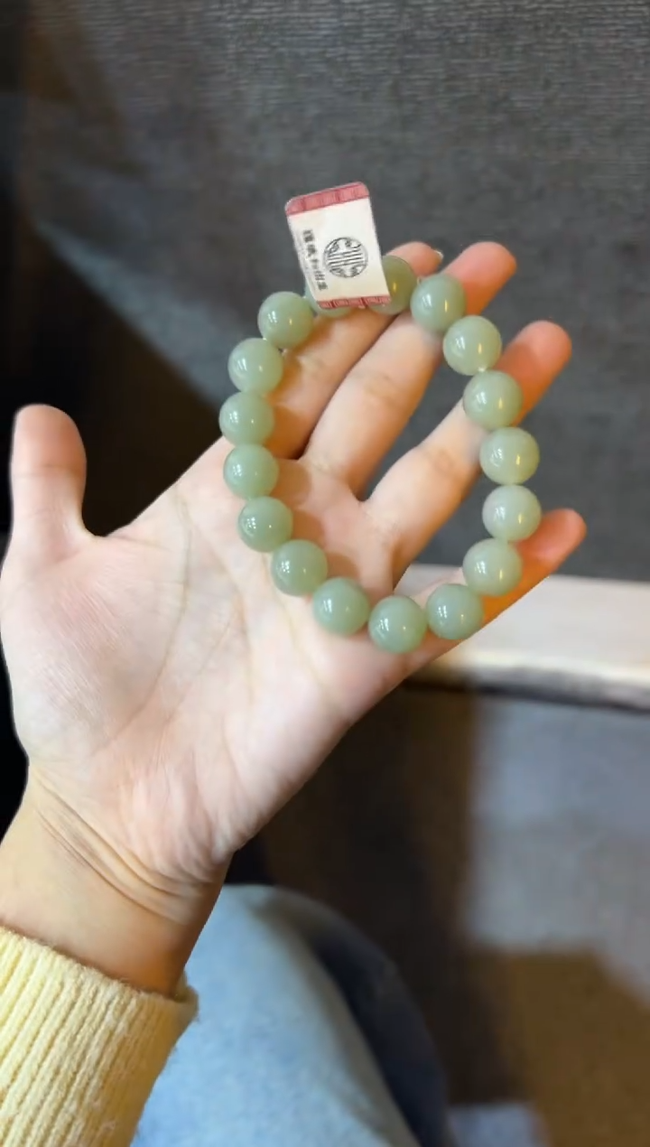 未镶嵌手串和田玉且末近矿高清白卡12手串（产地直发）