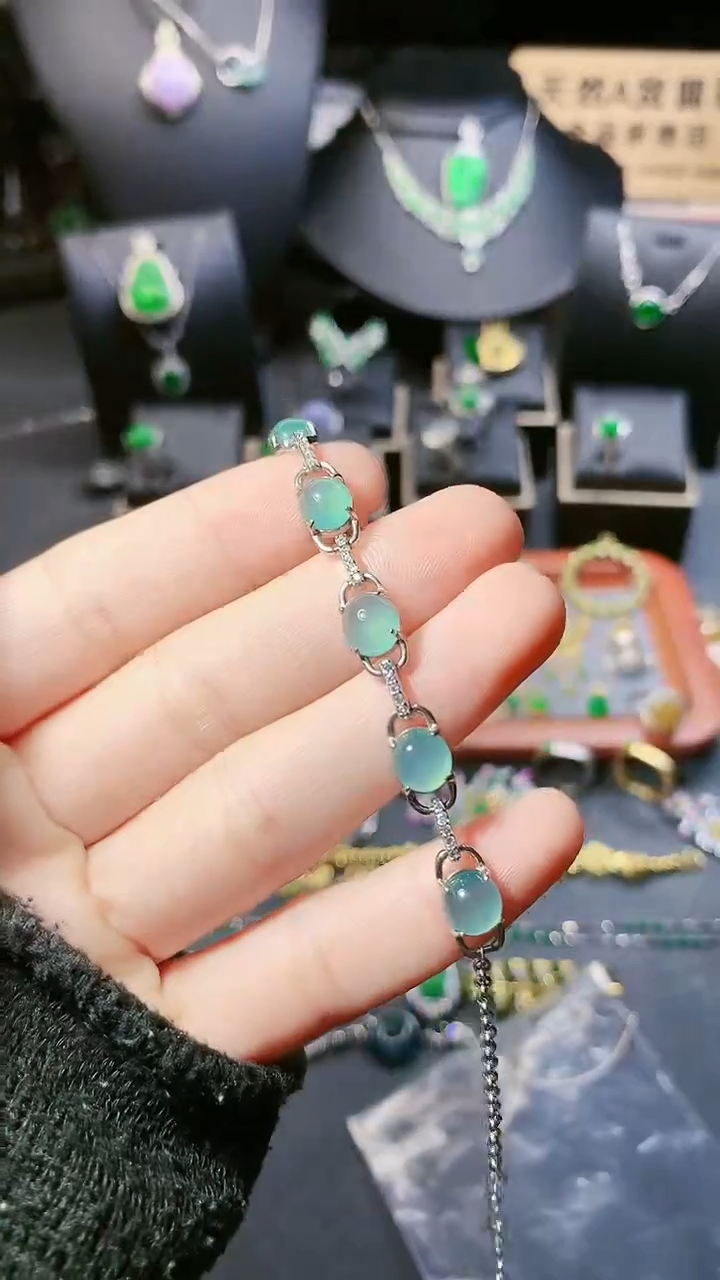 【闪购商品】翡翠手链银S925镶嵌手链