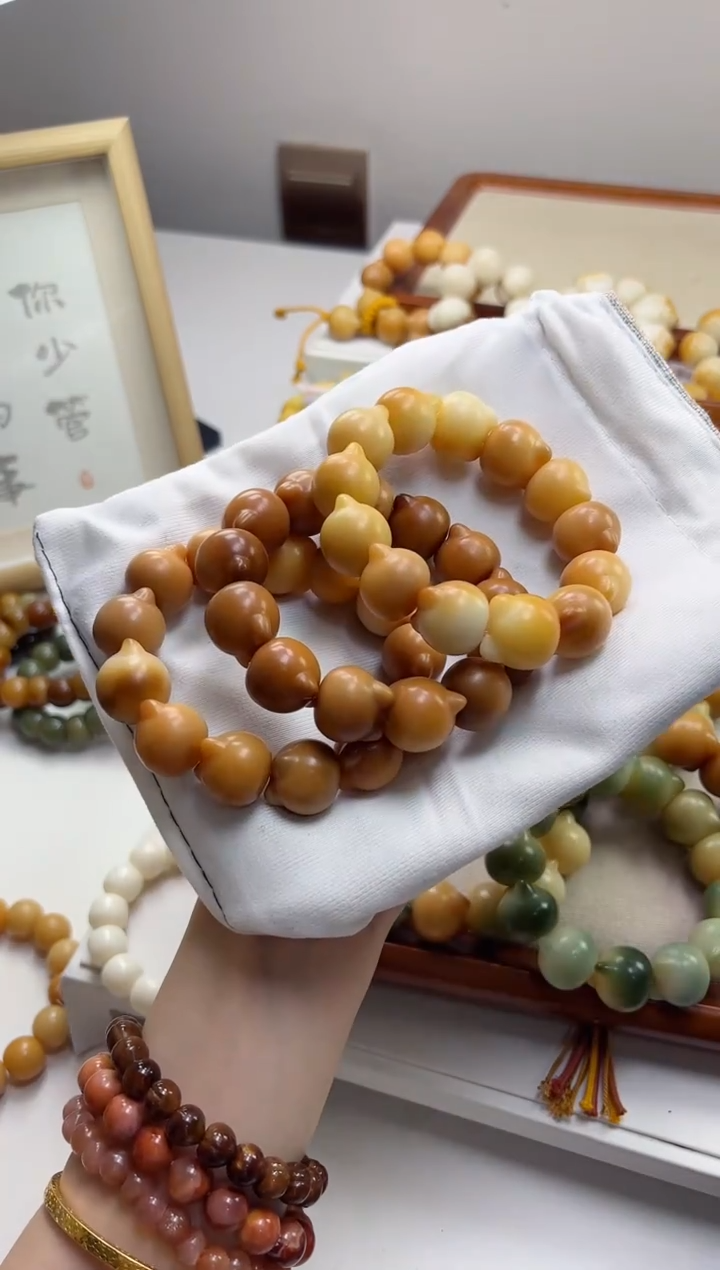 手串菩提根/象牙果沐p42干磨猫猫头20mm手串瑕疵不补随机