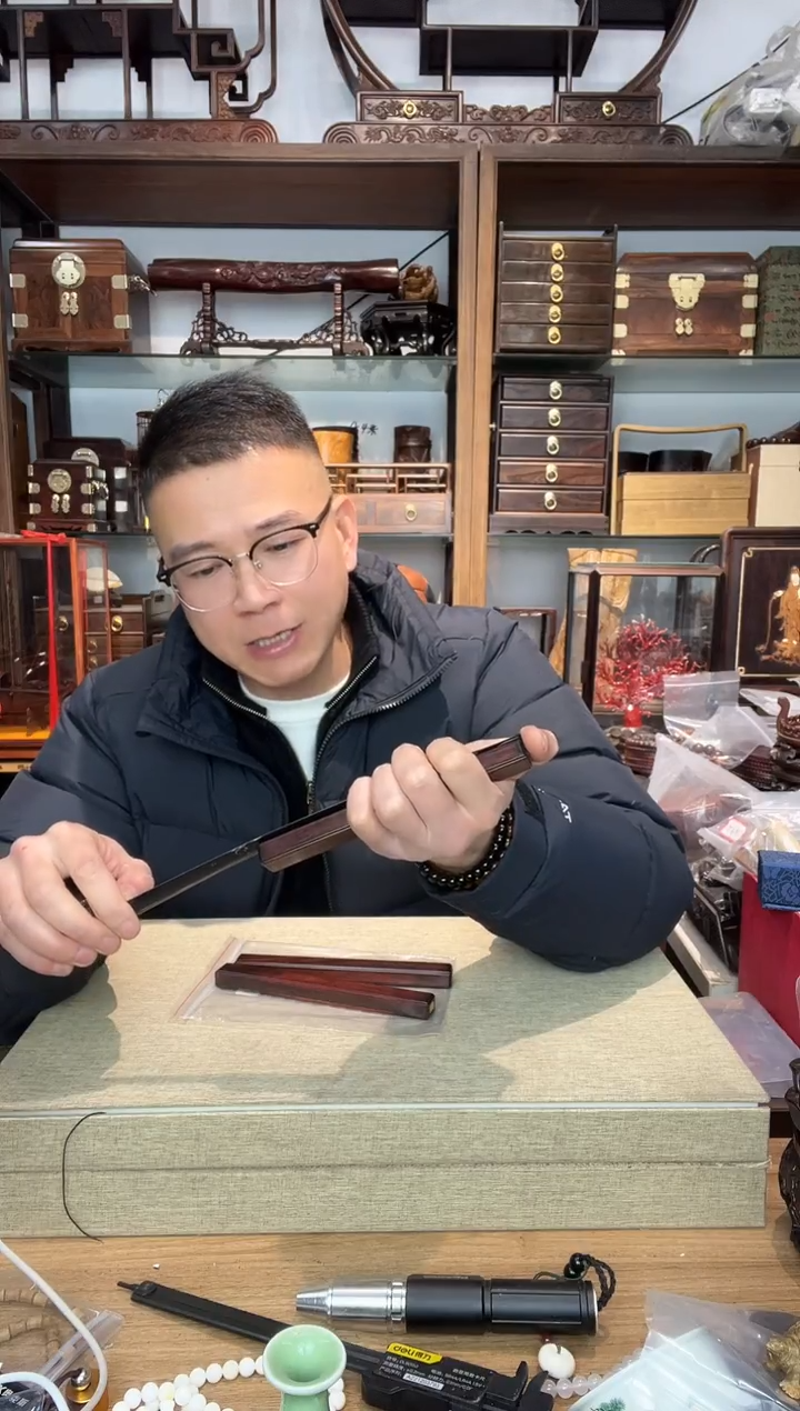 乌木类书架076小叶紫檀线香筒