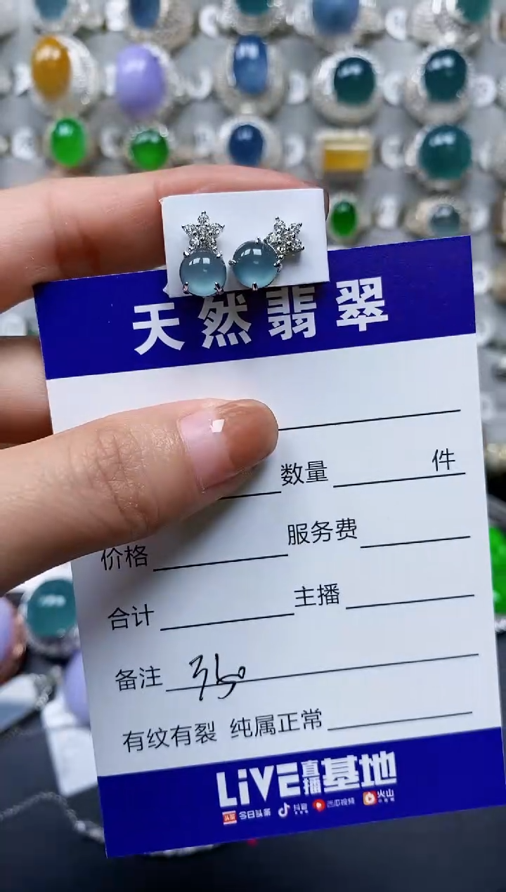 【闪购商品】翡翠耳饰银S925镶嵌0350