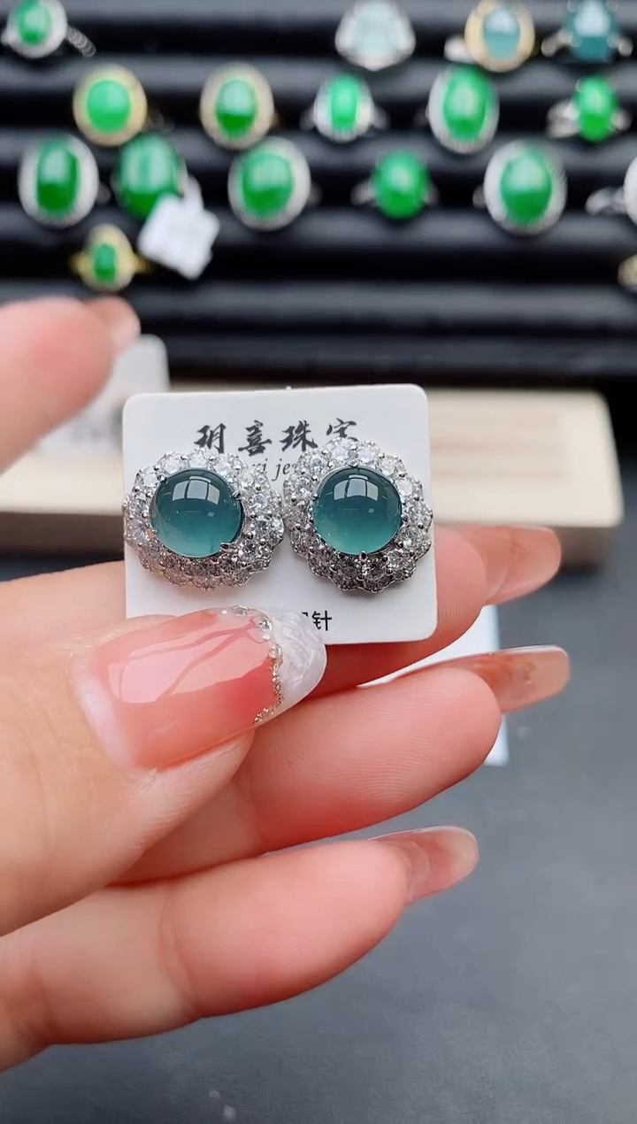 【闪购商品】翡翠耳饰银S925镶嵌321321