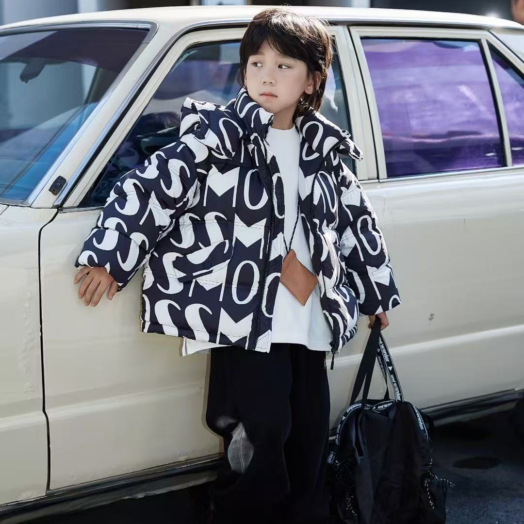 【18162】羽绒服90%白鸭绒冬季黑白羽绒服韩版时尚洋气中大童休闲