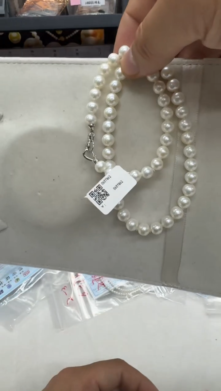 【闪购商品】淡水珍珠项链银S925镶嵌8-9mm（葫芦扣）