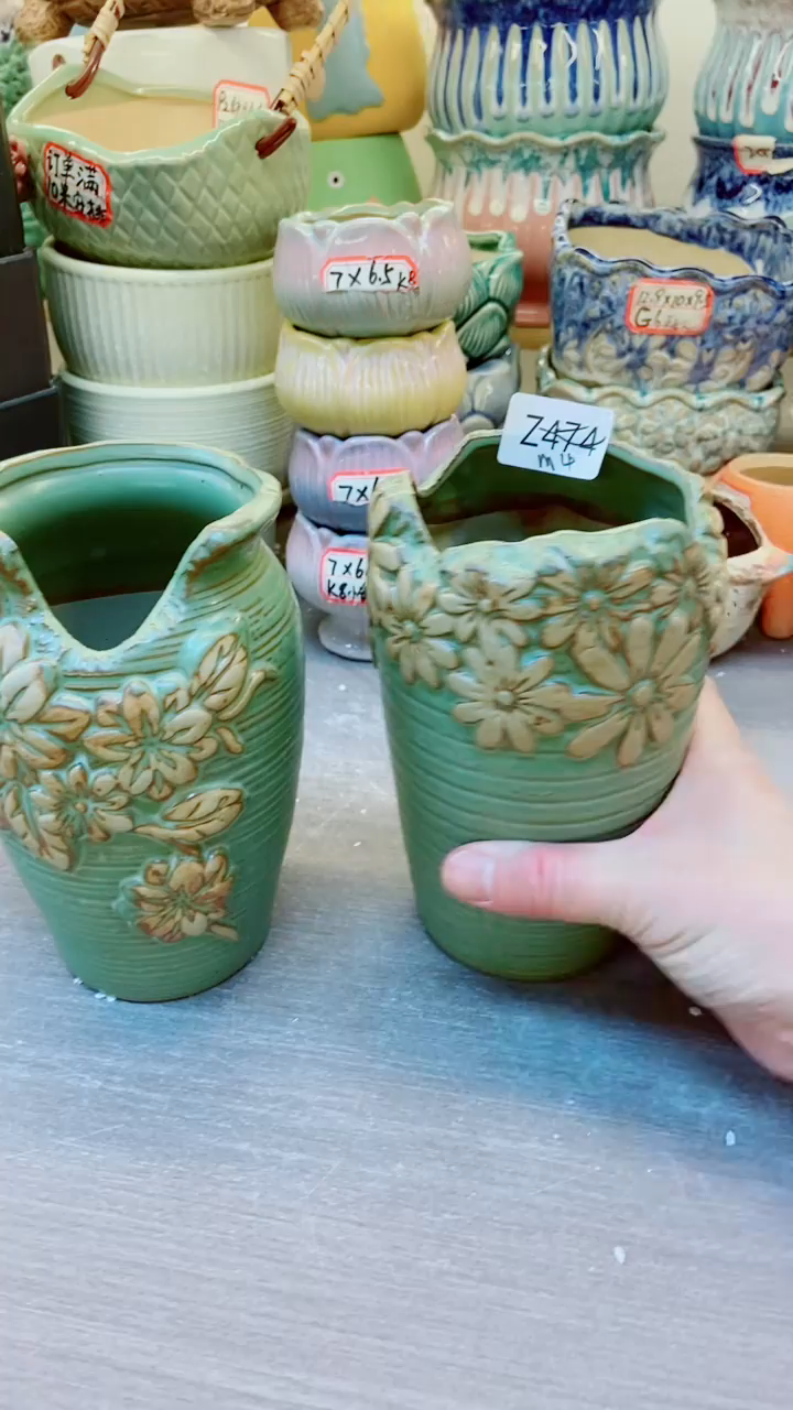 @@陶瓷多肉花盆M4梦蝶桩2件套