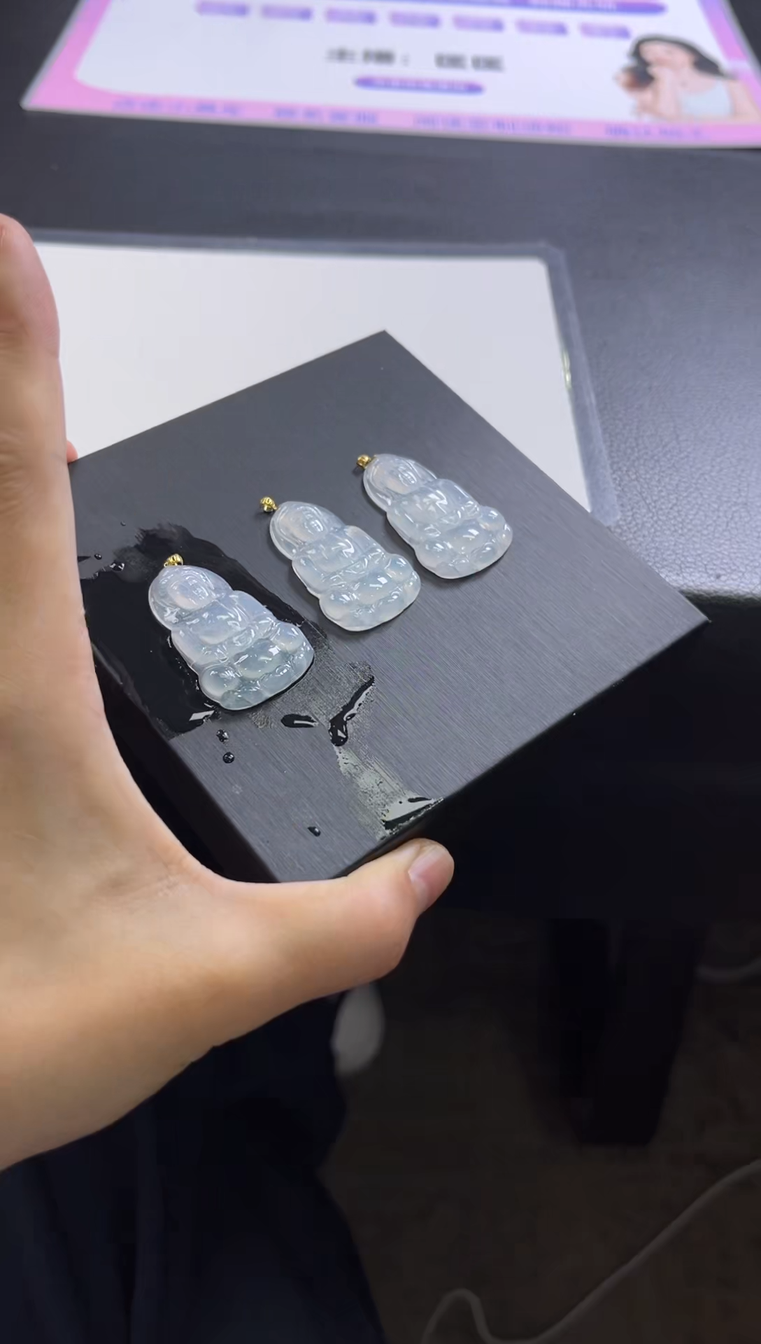 翡翠18K金镶嵌颈饰E56 /多样性发一件/配绳子