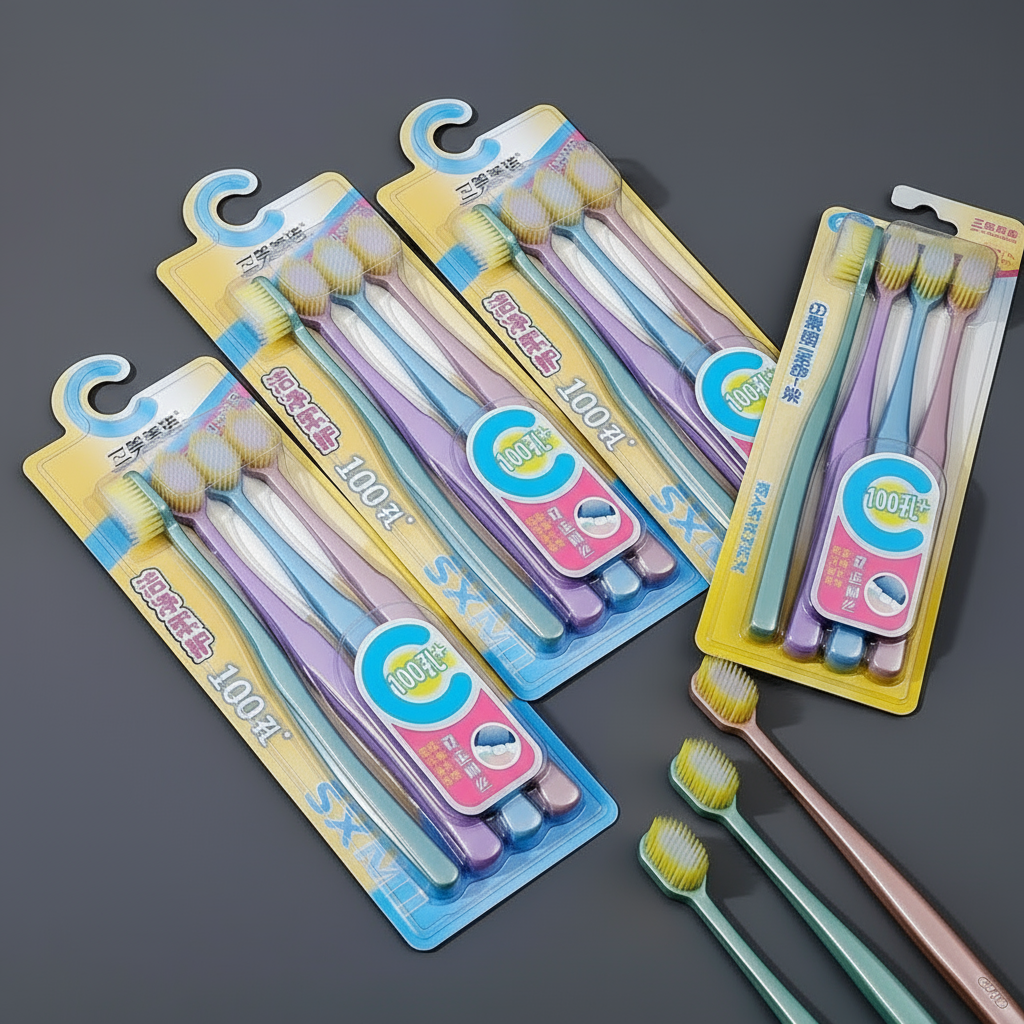 4盒16支装 | 三笑美洁100孔软毛牙刷 | 深层清洁 | 高颜值设计