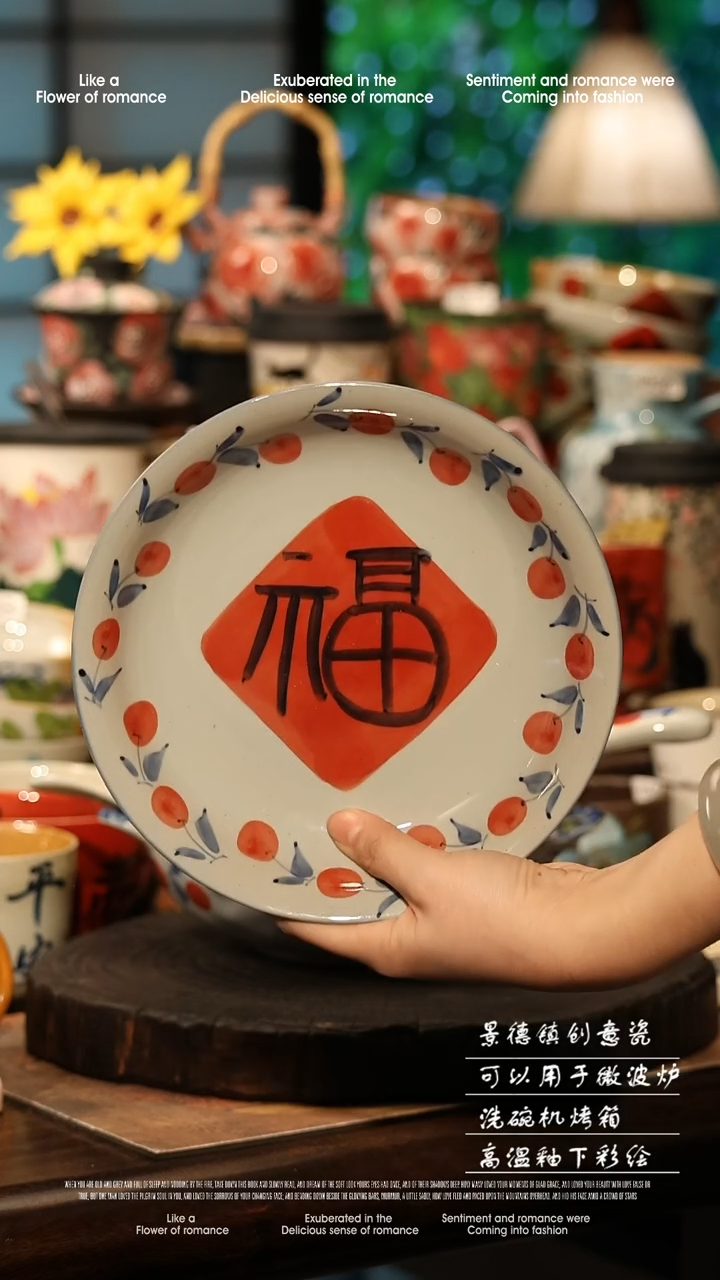 陶瓷景德镇高温釉下彩手工手绘款式