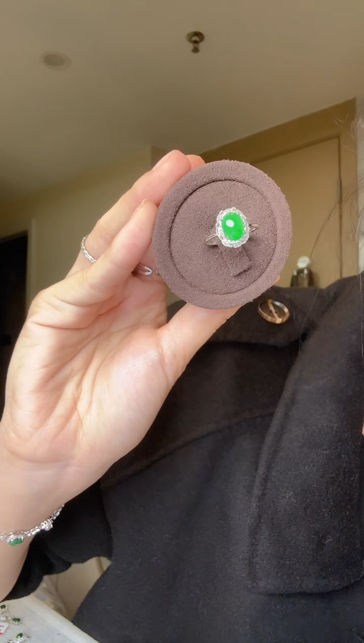 【闪购商品】翡翠戒指银S925镶嵌蛋面戒指